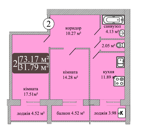 2-комнатная 73.17 м² в ЖК Мечта Чернигов от 9 500 грн/м², Чернигов