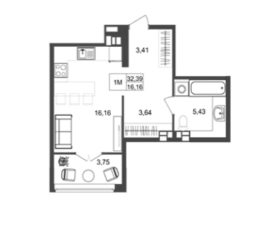 1-комнатная 32.39 м² в ЖК Nyvky Plaza от 19 200 грн/м², Киев