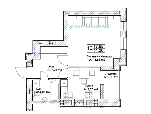 1-кімнатна 41.36 м² в ЖК Green Life-3 від 12 500 грн/м², м. Ірпінь