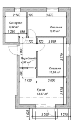 2-комнатная 46 м² в ЖК Погребы от застройщика, с. Погребы