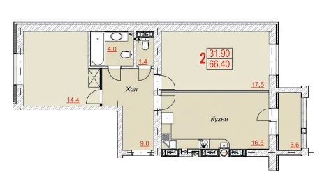 2-кімнатна 66.4 м² в ЖК Найкращий квартал від 11 500 грн/м², м. Ірпінь
