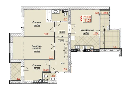 3-кімнатна 111.31 м² в ЖК Найкращий квартал від 11 500 грн/м², м. Ірпінь