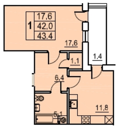 1-комнатная 43.4 м² в ЖК Перлина Мостищини от застройщика, г. Мостиска