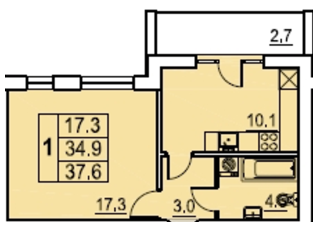 1-кімнатна 37.6 м² в ЖК Перлина Мостищини від забудовника, м. Мостиська