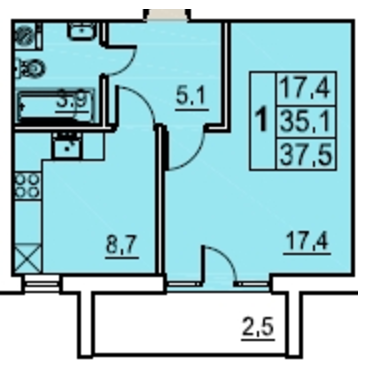 1-комнатная 37.5 м² в ЖК Перлина Мостищини от застройщика, г. Мостиска