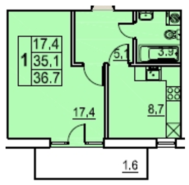 1-комнатная 36.7 м² в ЖК Перлина Мостищини от застройщика, г. Мостиска