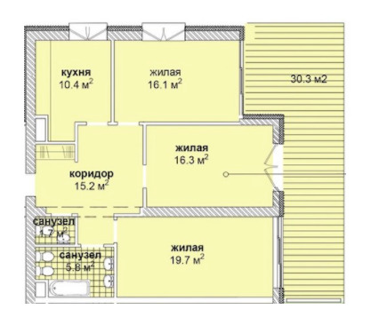 3-комнатная 94.3 м² в Резиденция Парк-Хаус от 41 600 грн/м², Харьков