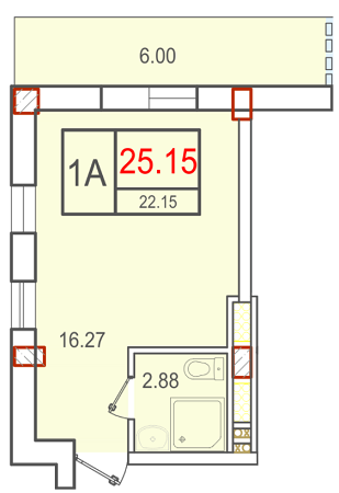 1-кімнатна 25.15 м² в ЖК Smart від 15 760 грн/м², с. Крижанівка