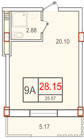 1-кімнатна 28.15 м² в ЖК Smart від 15 760 грн/м², с. Крижанівка