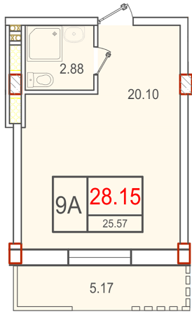 1-комнатная 28.15 м² в ЖК Smart от 15 760 грн/м², с. Крыжановка