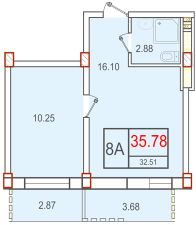 2-комнатная 35.78 м² в ЖК Smart от застройщика, с. Крыжановка