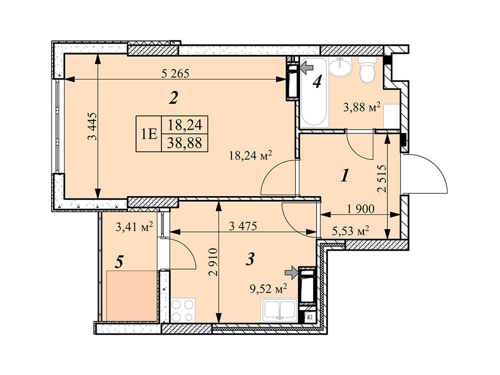 1-комнатная 38.88 м² в ЖК Звездная Башня от 15 500 грн/м², г. Вышгород