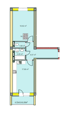 1-комнатная 50.59 м² в ЖК на ул. Казацкая, 15А от 10 500 грн/м², Чернигов