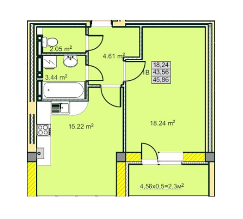 1-кімнатна 45.86 м² в ЖК на вул. Козацька, 15А від 10 500 грн/м², Чернігів