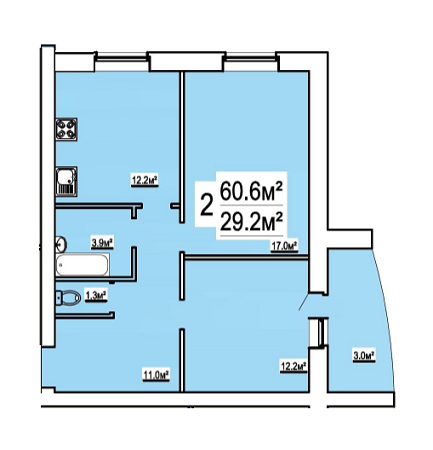 2-кімнатна 60.6 м² в ЖК на вул. Бориса Луговського, 10 від 10 900 грн/м², Чернігів