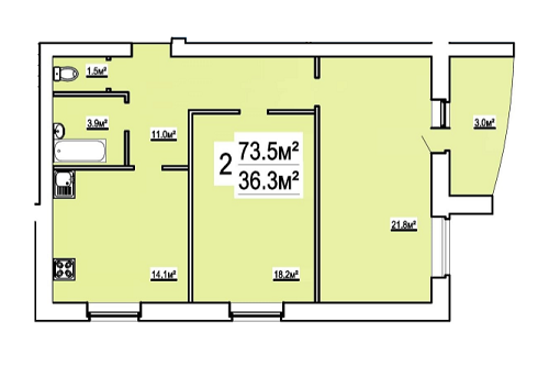 2-комнатная 73.5 м² в ЖК на ул. Бориса Луговского, 10 от 10 900 грн/м², Чернигов