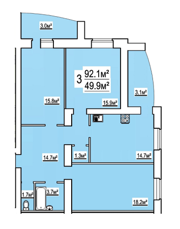 3-комнатная 32.1 м² в ЖК на ул. Бориса Луговского, 10 от 10 900 грн/м², Чернигов