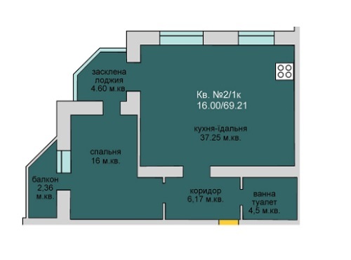 1-комнатная 69.21 м² в ЖД Липинський от 14 000 грн/м², с. Липины