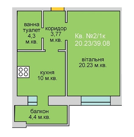 1-комнатная 39.08 м² в ЖД Липинський от 14 000 грн/м², с. Липины