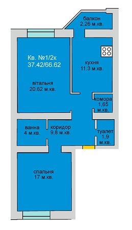 2-кімнатна 66.62 м² в ЖБ Липинський від забудовника, с. Липини