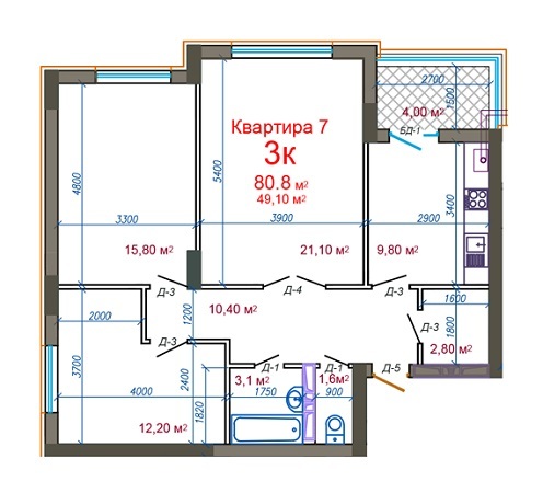 3-комнатная 80.8 м² в ЖК Княжий от 16 500 грн/м², Житомир