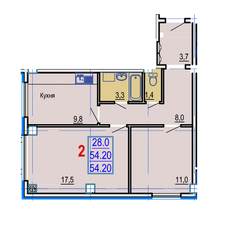 2-кімнатна 54.2 м² в ЖК Gaudi Hall від 17 500 грн/м², Харків