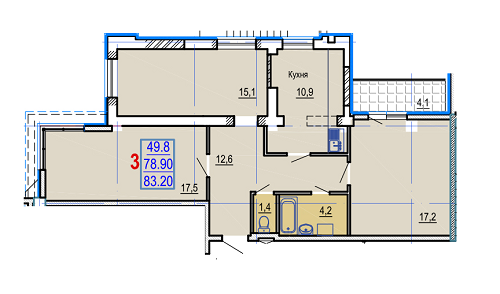 3-кімнатна 83.2 м² в ЖК Gaudi Hall від 17 500 грн/м², Харків