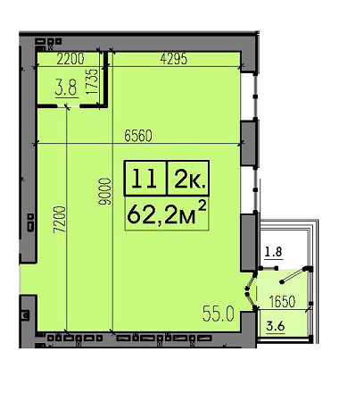 2-кімнатна 62.2 м² в ЖК Хмельницький від забудовника, Дніпро