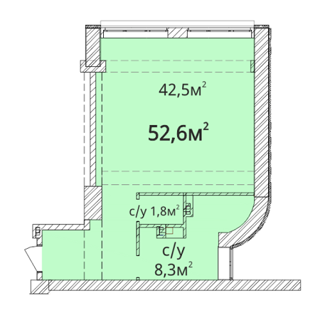 1-комнатная 52.6 м² в ЖК Орион от 19 690 грн/м², Одесса