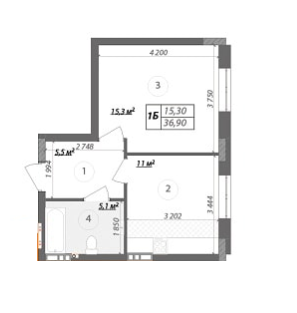 1-кімнатна 36.9 м² в КБ Podilsky від забудовника, Київ