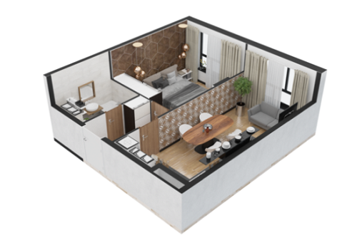 1-комнатная 39.3 м² в ЖК Graphité от застройщика, г. Борисполь