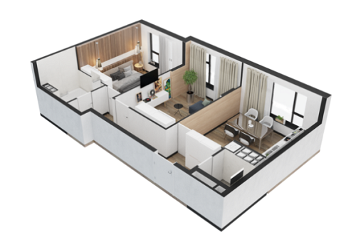 2-комнатная 56.3 м² в ЖК Graphité от 19 000 грн/м², г. Борисполь