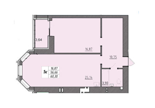 1-кімнатна 60.3 м² в ЖК Університетська набережна від 15 500 грн/м², Чернігів