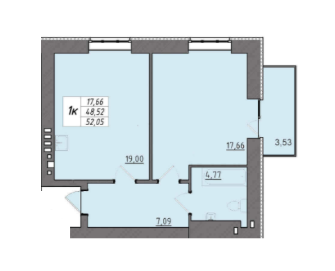 1-кімнатна 52.05 м² в ЖК Університетська набережна від 15 500 грн/м², Чернігів