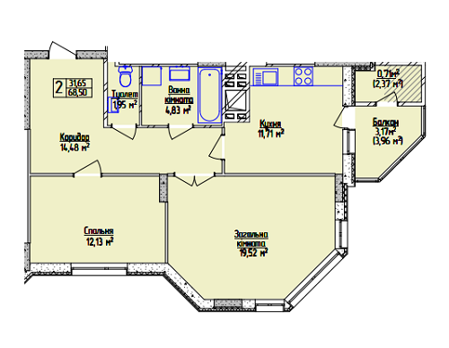 2-комнатная 68.5 м² в Мкрн Грузевиця-2, ЖБ на вул. Будівельників, 5/2 от застройщика, Хмельницкий