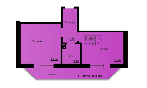 1-кімнатна 37.35 м² в ЖК Лондон від забудовника, с. Лиманка