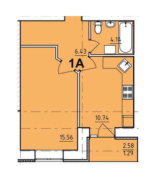 1-кімнатна 39.45 м² в ЖК Козацький від 19 000 грн/м², Полтава