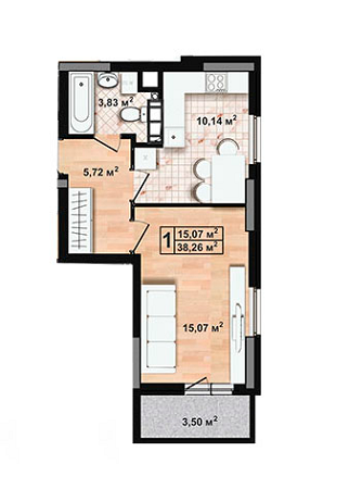 1-кімнатна 38.26 м² в ЖК Green House від 14 470 грн/м², Чернігів