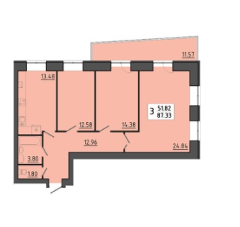 3-комнатная 87.33 м² в ЖК Квартал Энергия от 15 550 грн/м², Тернополь