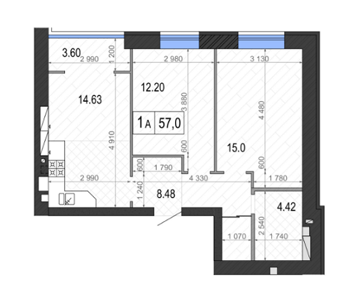 2-комнатная 57 м² в ЖК Контраст 2-й сезон от 12 000 грн/м², г. Ирпень