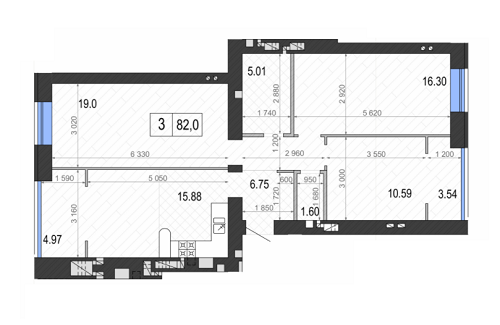 3-комнатная 82 м² в ЖК Контраст 2-й сезон от 12 000 грн/м², г. Ирпень