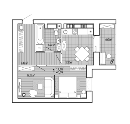 1-комнатная 45.09 м² в ЖК Сокольники от 15 000 грн/м², Харьков