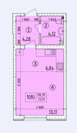 1-комнатная 28.35 м² в ЖК на ул. Светлицкого, 35 от застройщика, Киев