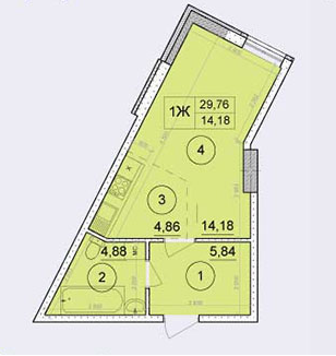 1-комнатная 29.76 м² в ЖК на ул. Светлицкого, 35 от застройщика, Киев