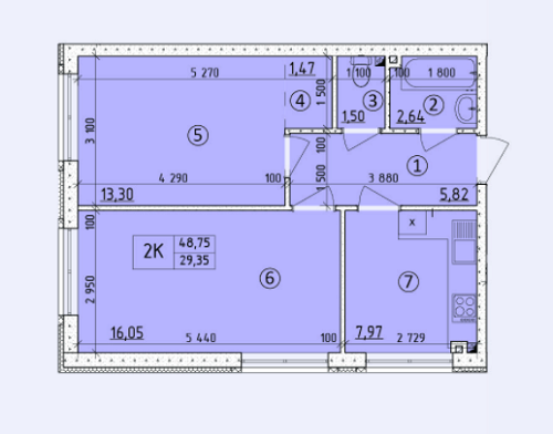 2-комнатная 48.75 м² в ЖК на ул. Светлицкого, 35 от застройщика, Киев