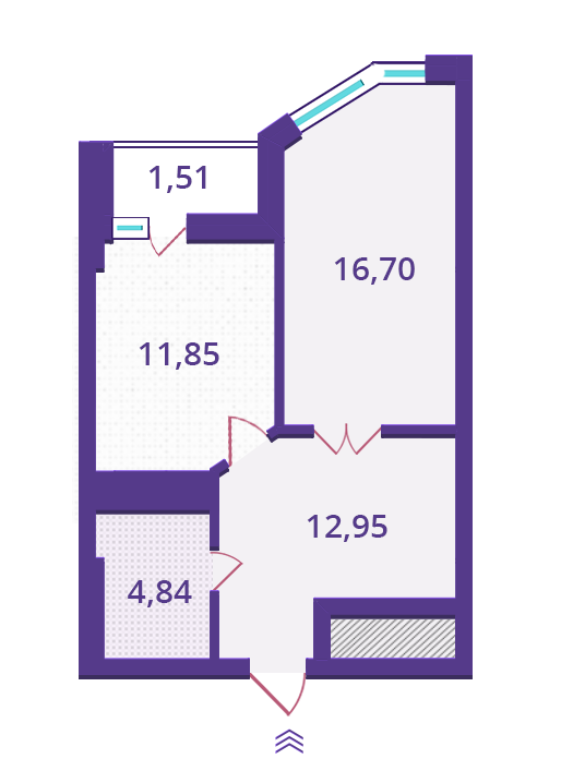 1-комнатная 47.85 м² в ЖК Верховина от застройщика, Киев