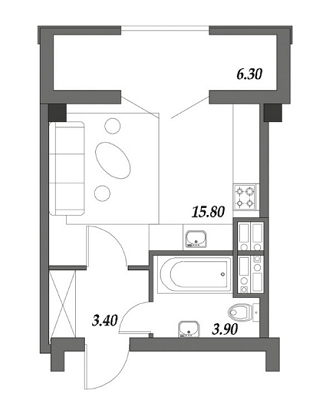 1-кімнатна 29.6 м² в ЖМ ARTVILLE від 17 350 грн/м², смт Авангард