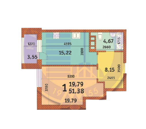 1-комнатная 51.38 м² в ЖК Лумумбы от 40 540 грн/м², Киев