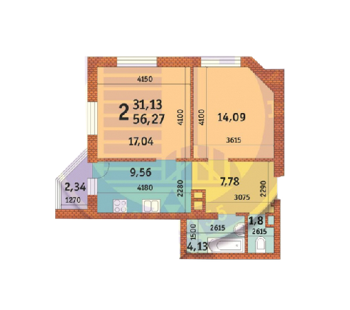 2-комнатная 56.27 м² в ЖК Лумумбы от 35 992 грн/м², Киев