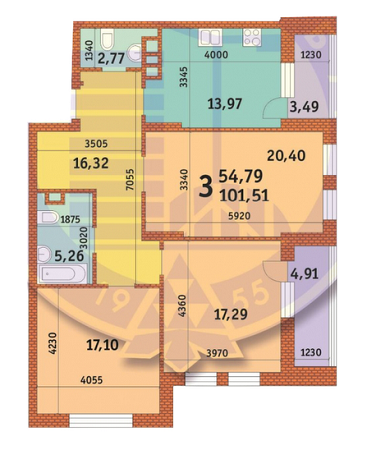 3-комнатная 101.51 м² в ЖК Лумумбы от 34 356 грн/м², Киев